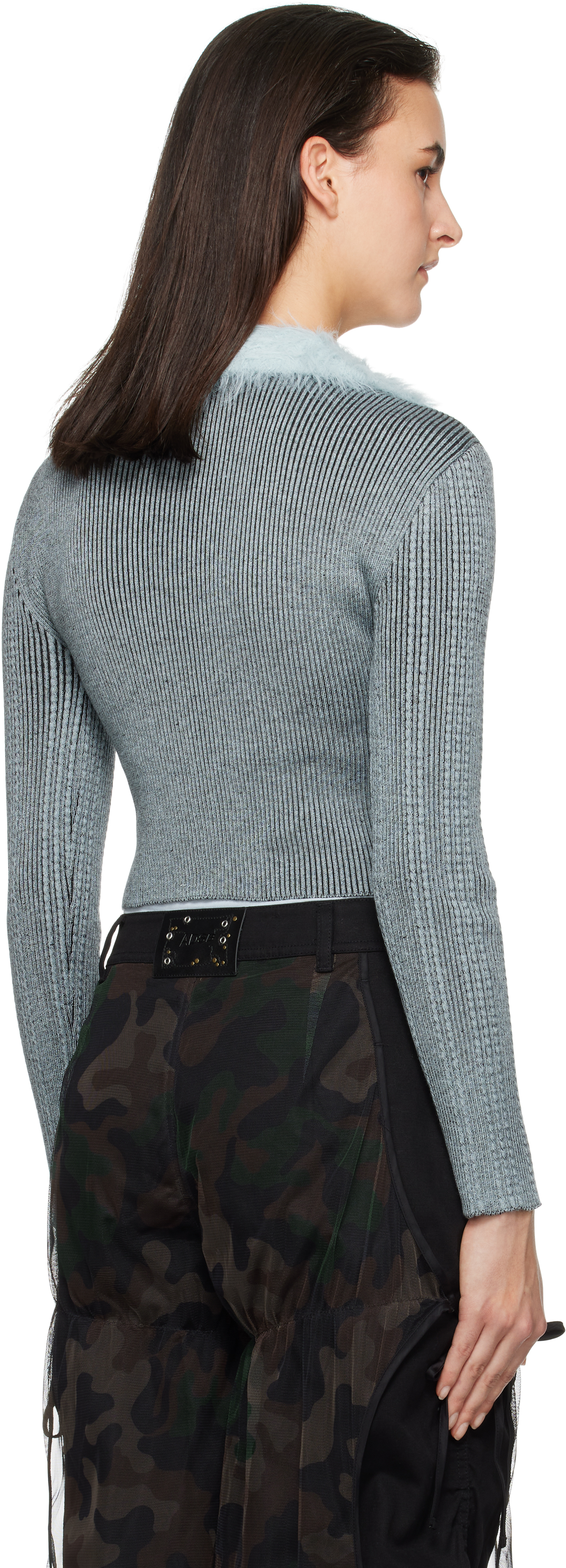 Andersson Bell Lace Up Knit Cardigan In Blue