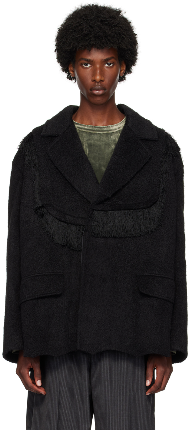 Shop Andersson Bell Black Zibeline Shaggy Wool Coat