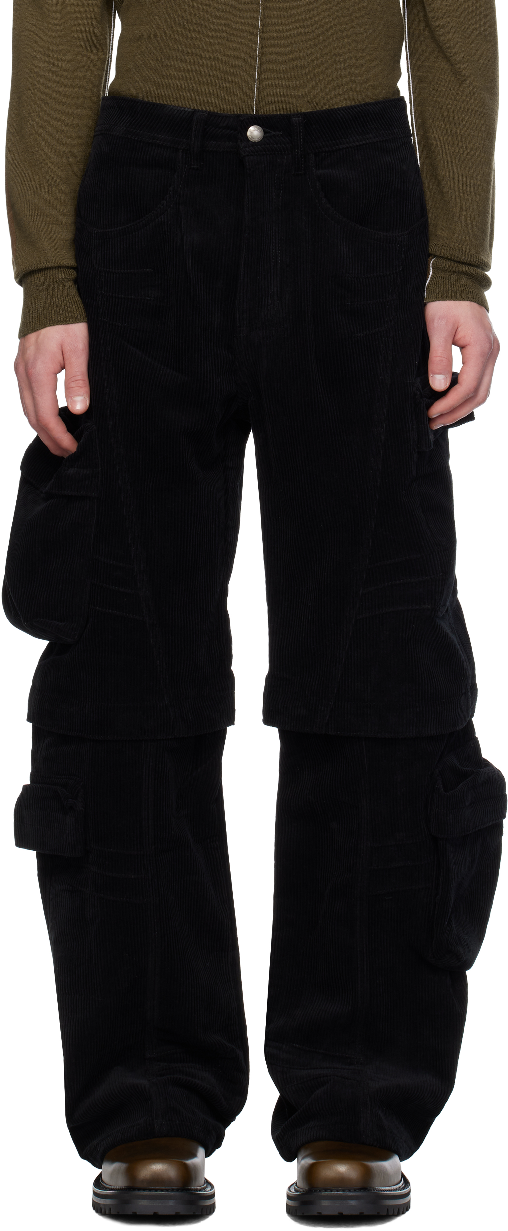 Andersson Bell Black Milano Corduroy Cargo Pants