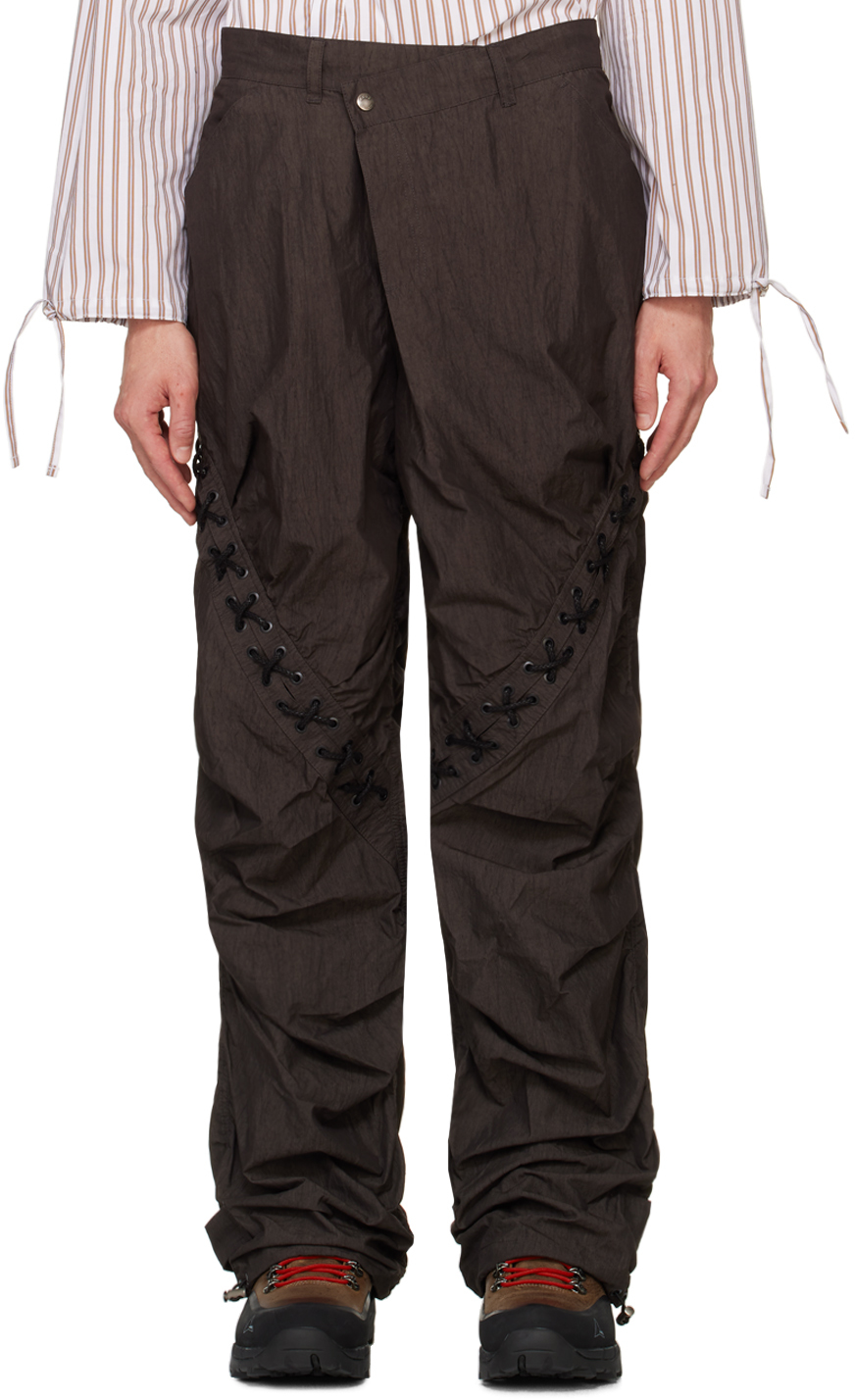 Shop Andersson Bell Gray Dua Lace-up Trousers In Charcoal