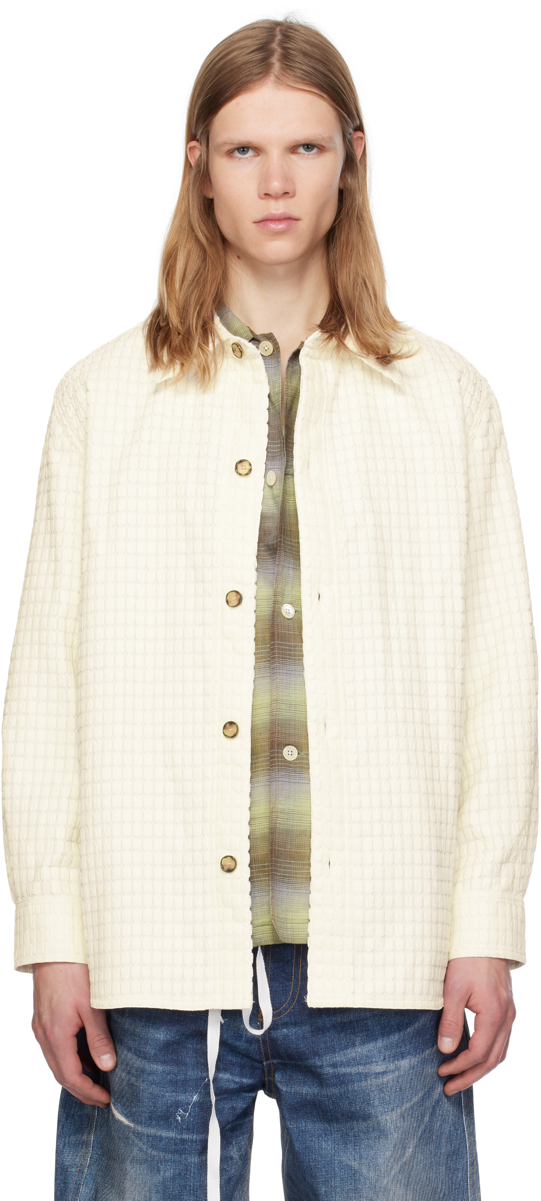 Andersson Bell White Gabriel Long Shirt In Ecru