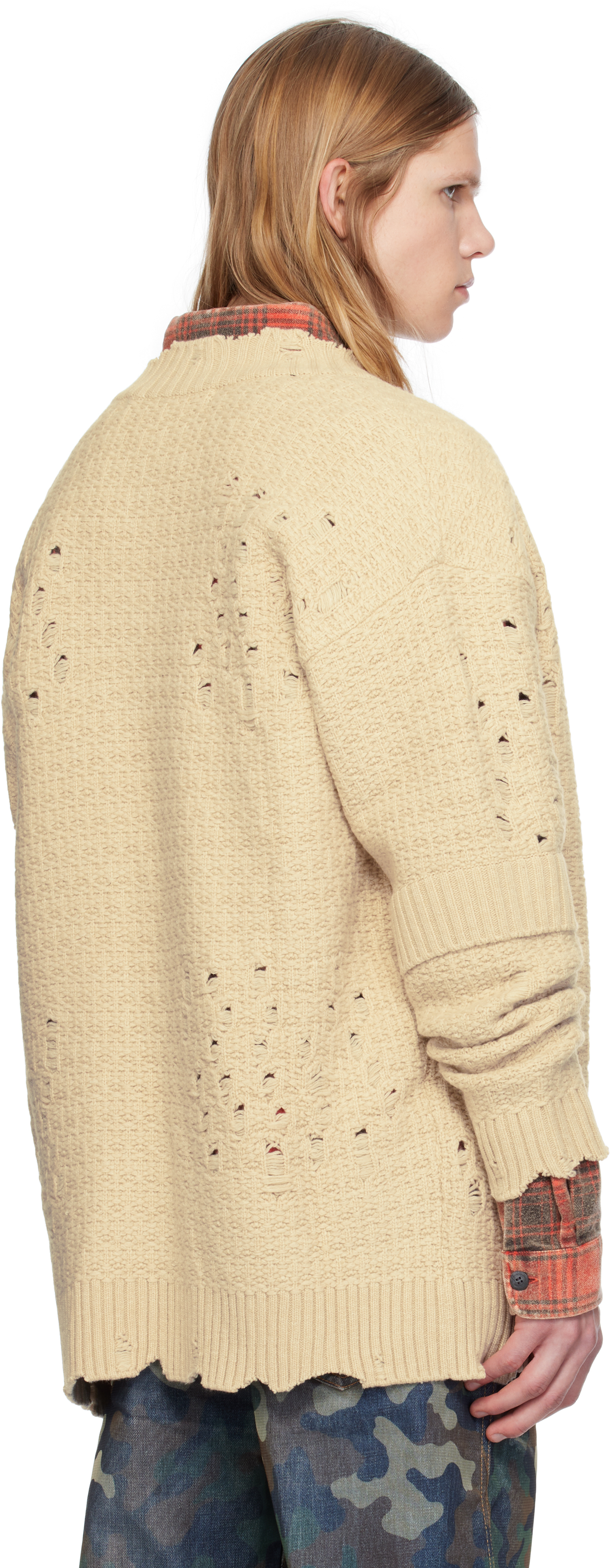 Andersson Bell Beige Roghen Wool Long Cardigan In Ecru