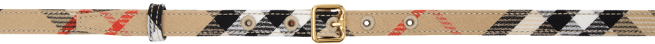 Beige Thin Check B Buckle Belt