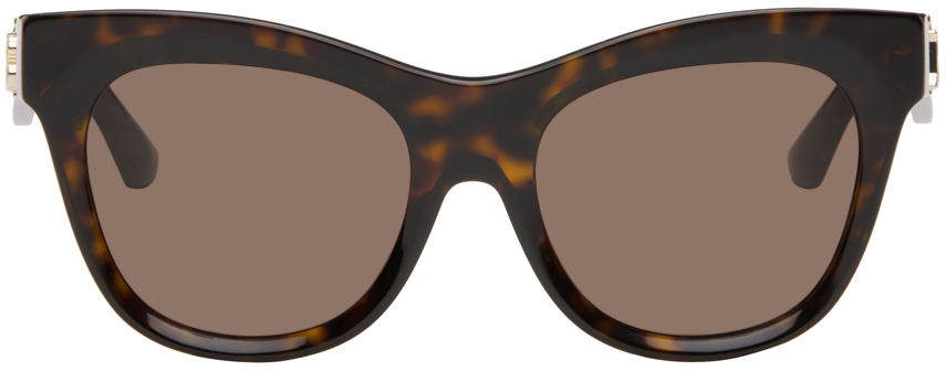 Shop Burberry Tortoiseshell Cat-eye Sunglasses In 300273 Dark Havana