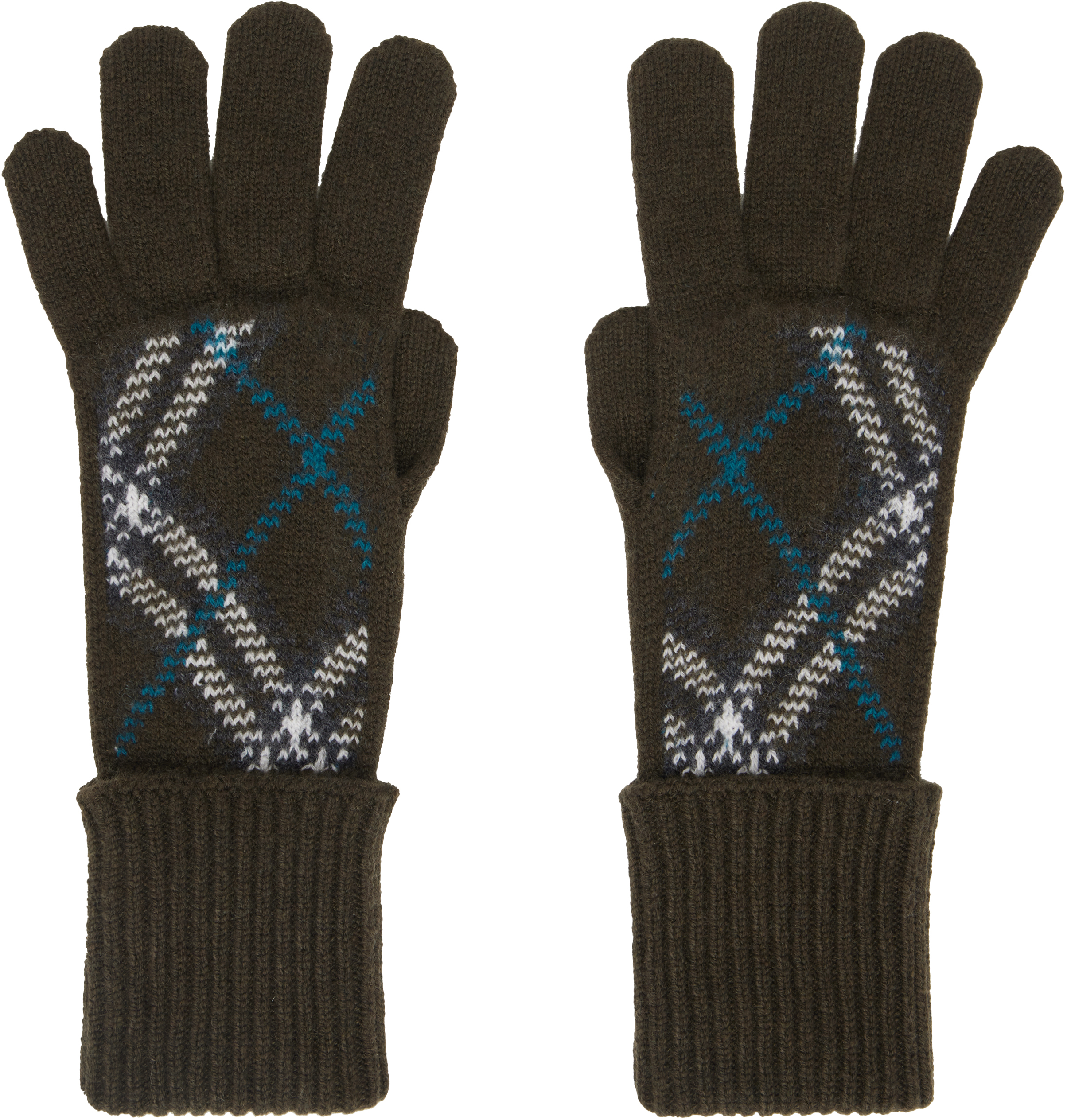手袋 BURBERRY KHAKI CASHMERE BLEND GLOVES Burberry: Khaki Check Cashmere Blend Gloves | SSENSE