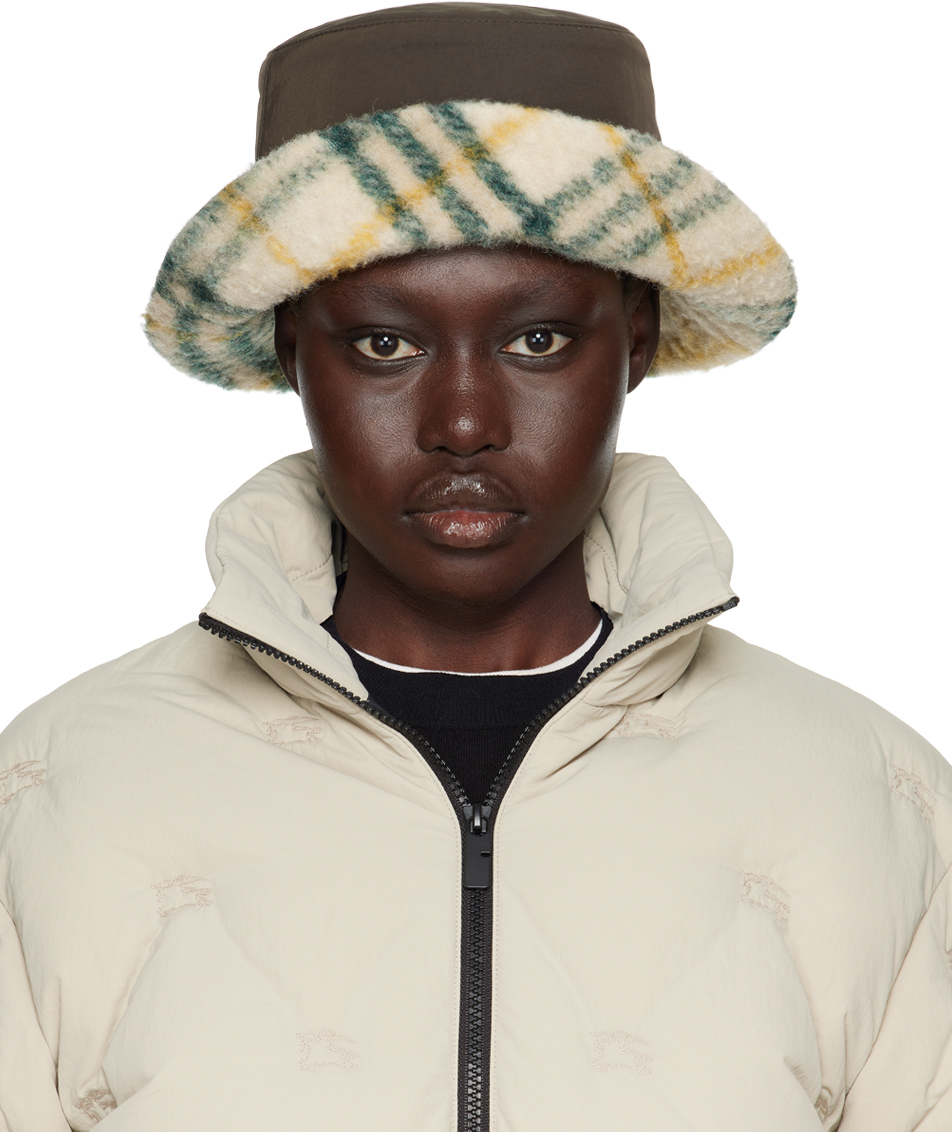 Brown Reversible Check Fleece Bucket Hat