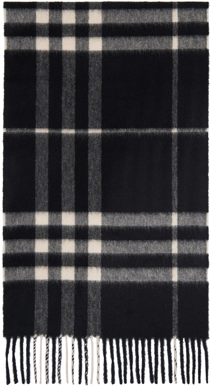 Black Check Cashmere Scarf