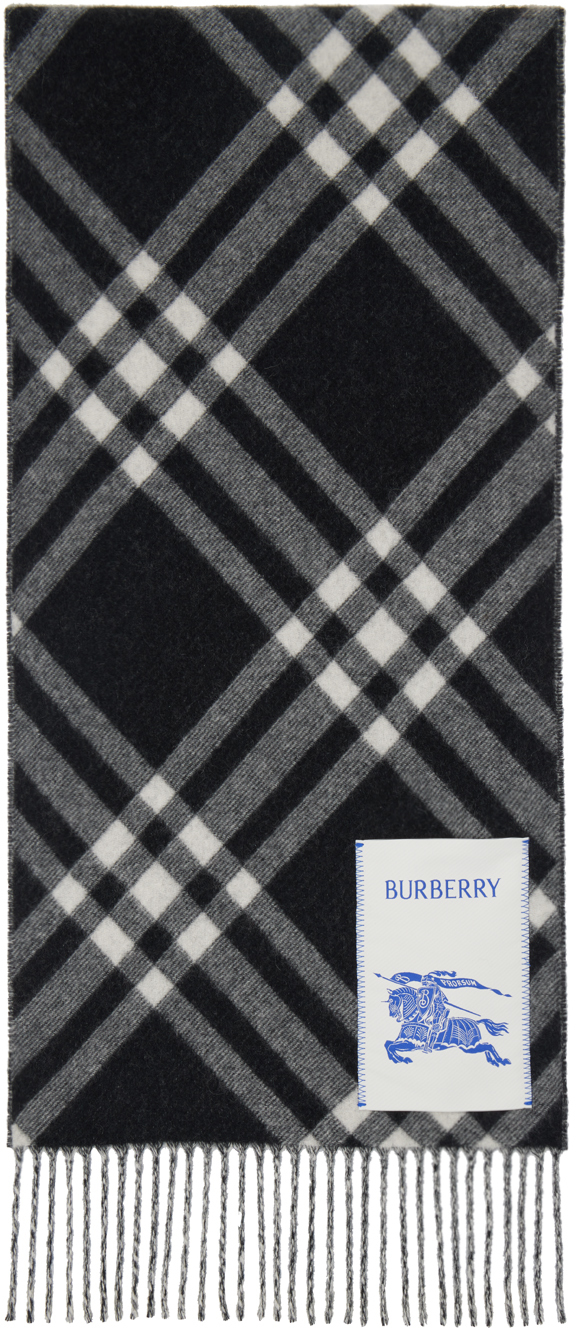 Burberry Black Check Cashmere Scarf