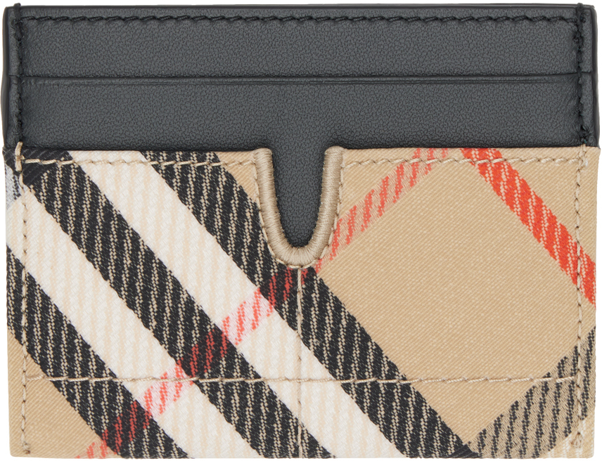 Beige & Black Check Snip Card Holder