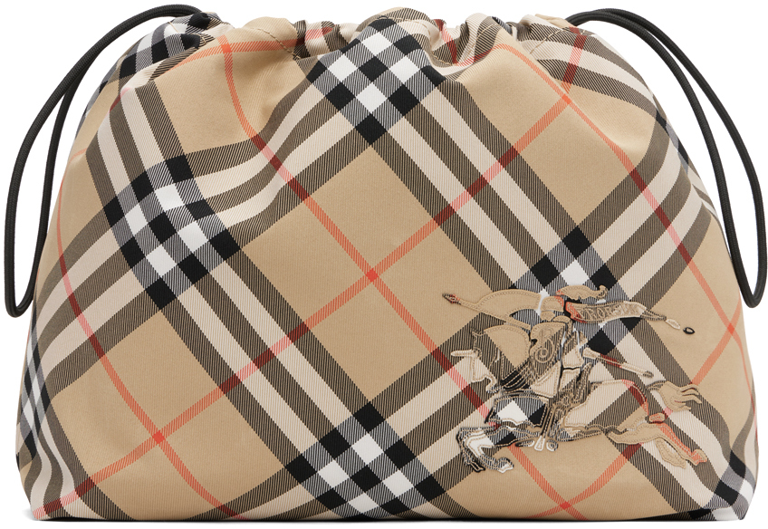 Burberry Beige Check Pouch In Brown