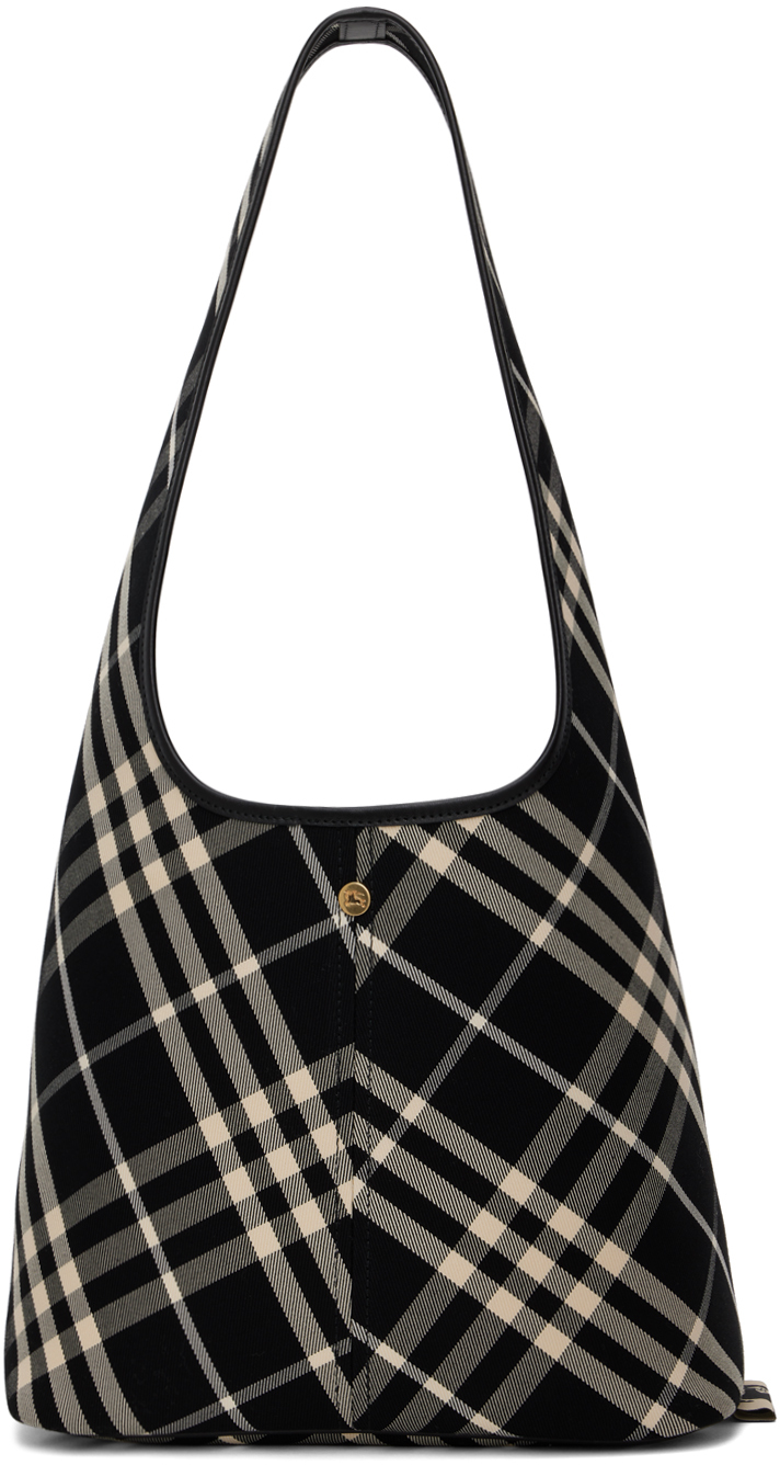 Black & Off-White Small Check Shoulder Bag