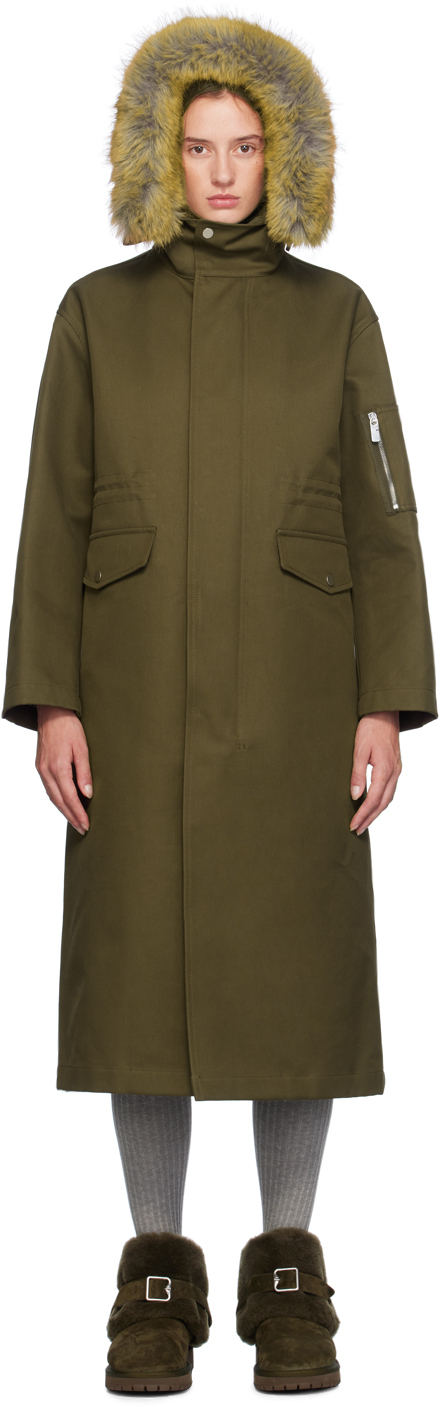 Khaki Faux-Fur Hood Coat