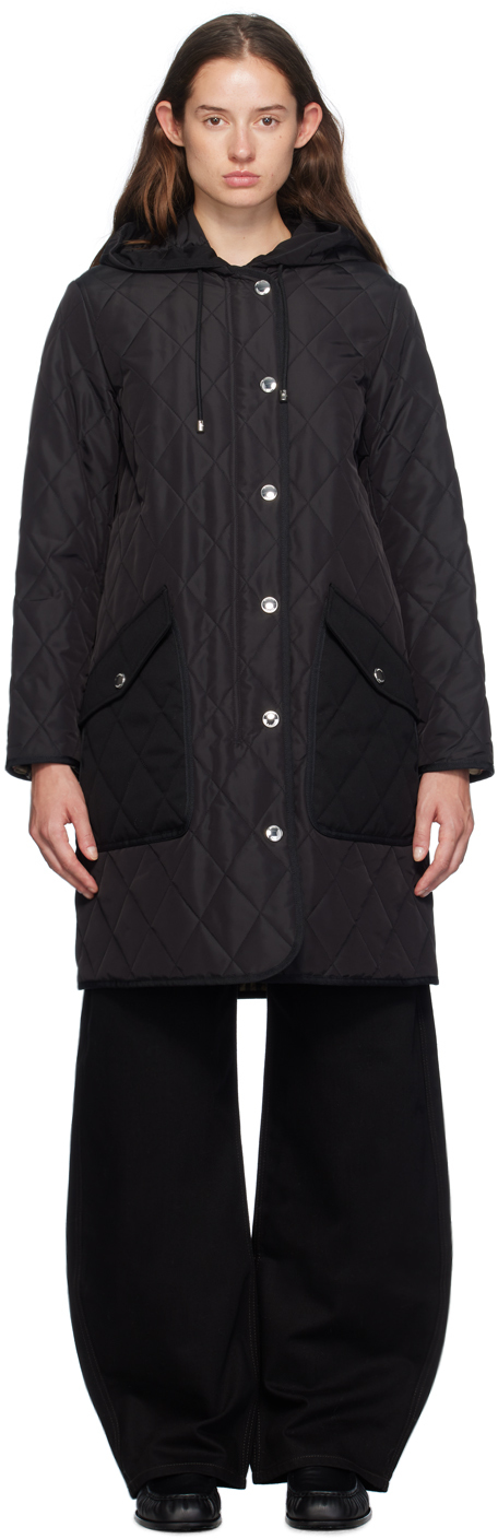 Shop Burberry Black Quilted Coat In A1189 Black