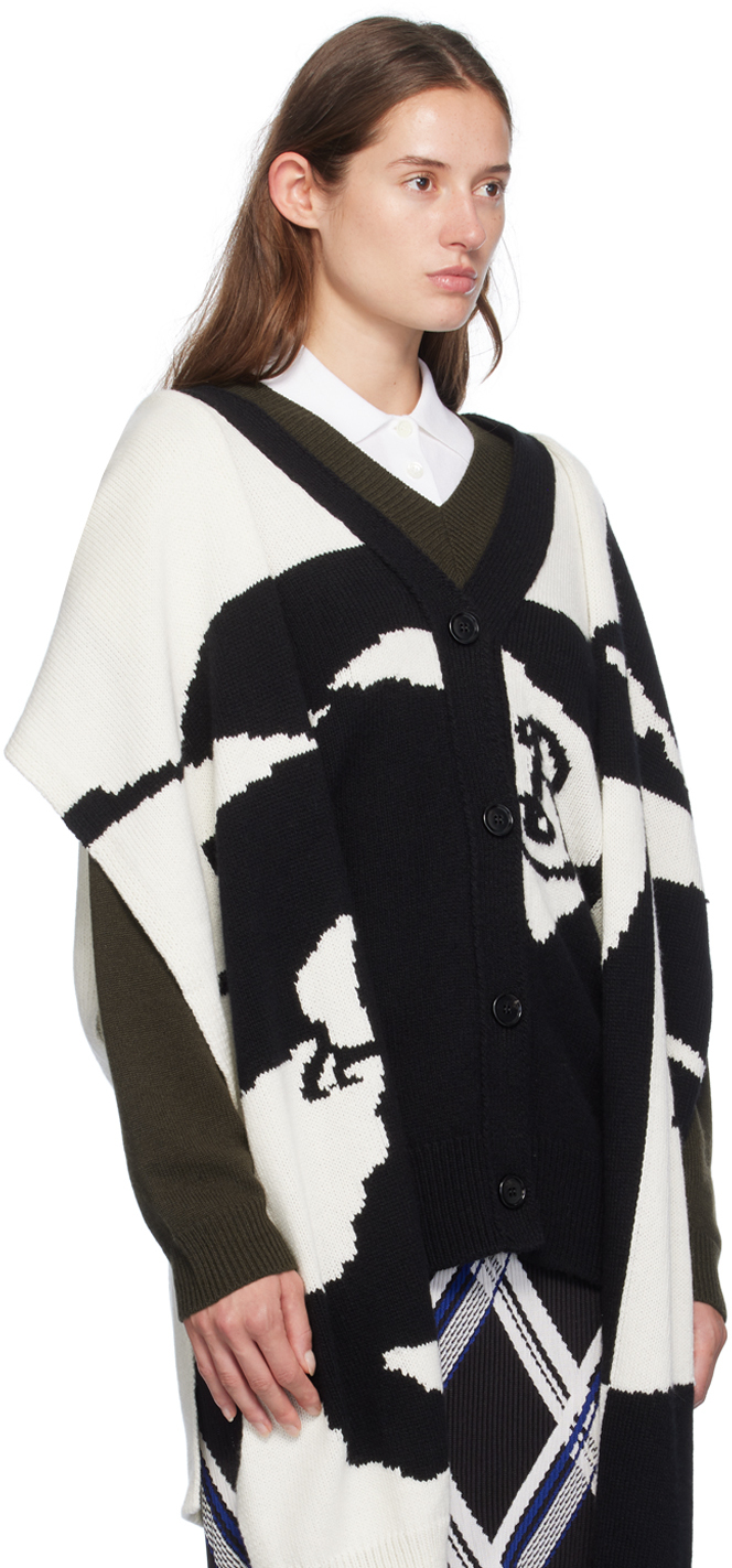 Burberry Black & White Ekd Cardigan In Black/chalk