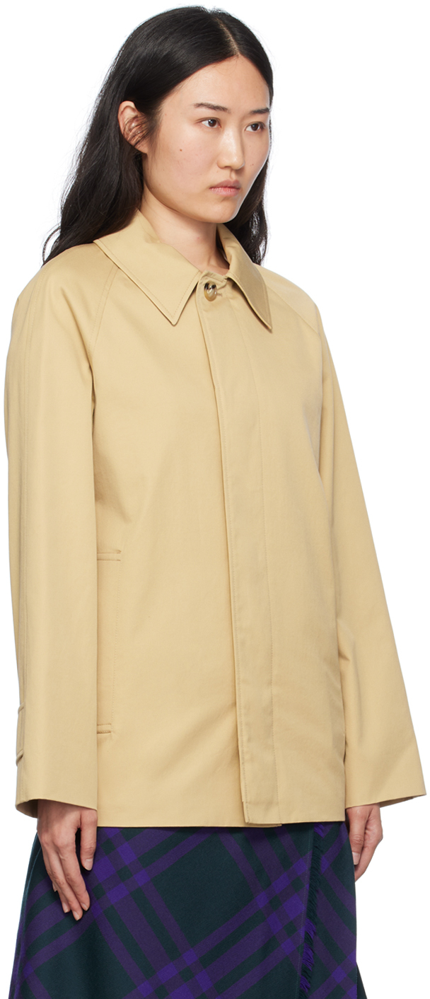 Shop Burberry Beige Short Car Jacket In B8626 Flax