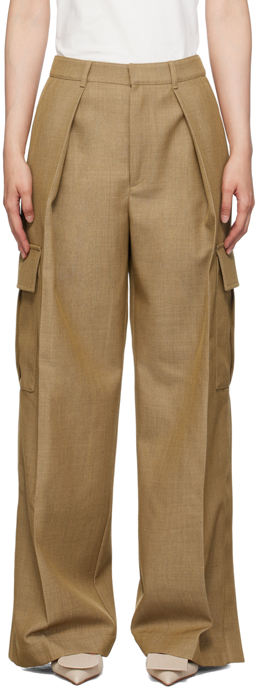 Beige Wool Cargo Trousers