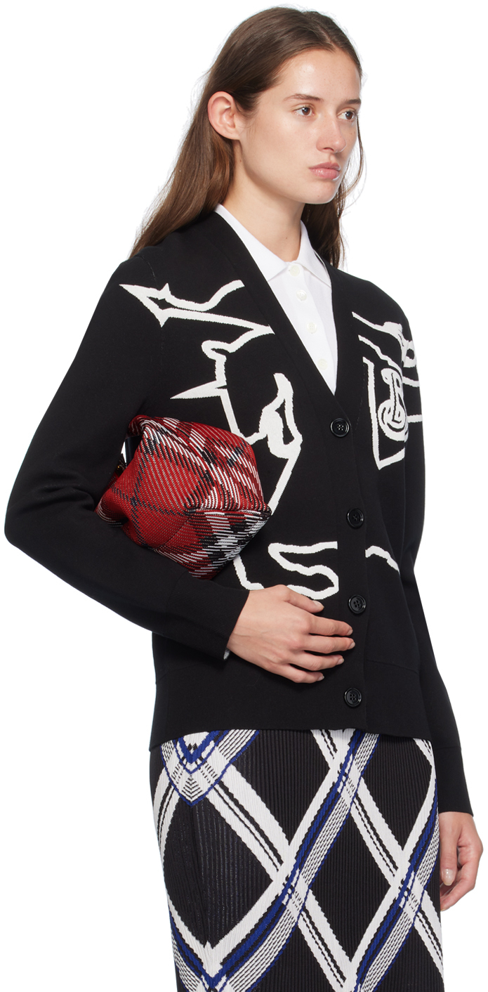 Burberry Equestrian Knight Cotton-blend Cardigan In Black/chalk