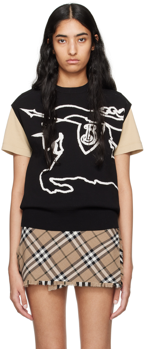 Shop Burberry Black Ekd Vest In Black/chalk