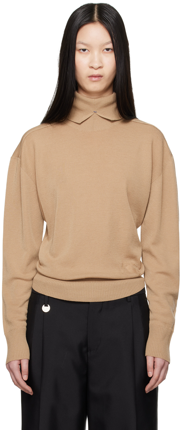 Burberry Tan Wool Turtleneck In A3743 Flax