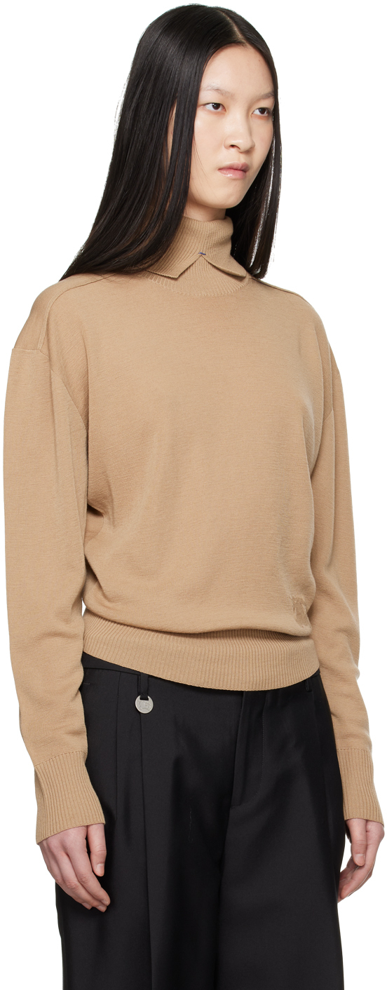 Burberry Tan Wool Turtleneck In A3743 Flax