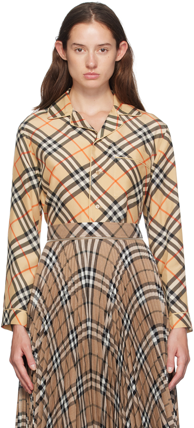 Beige Check Pyjama Shirt