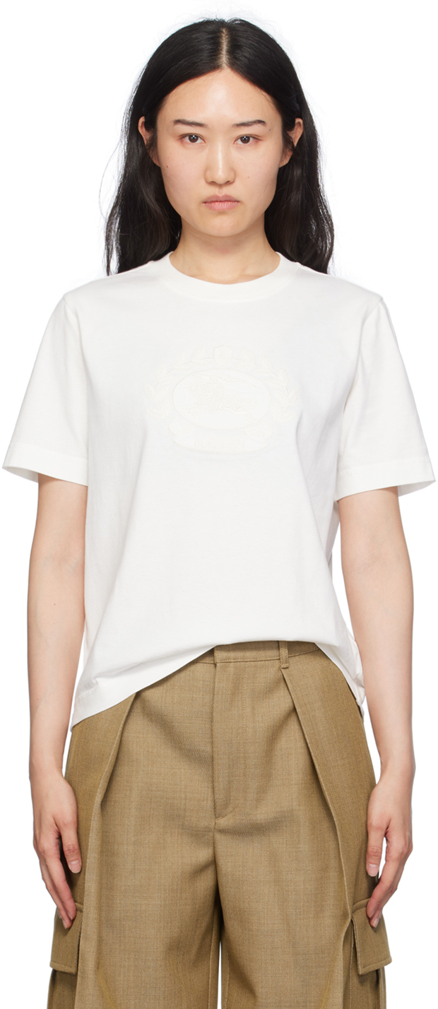 Shop Burberry White Ekd Cotton T-shirt In B8764 Chalk