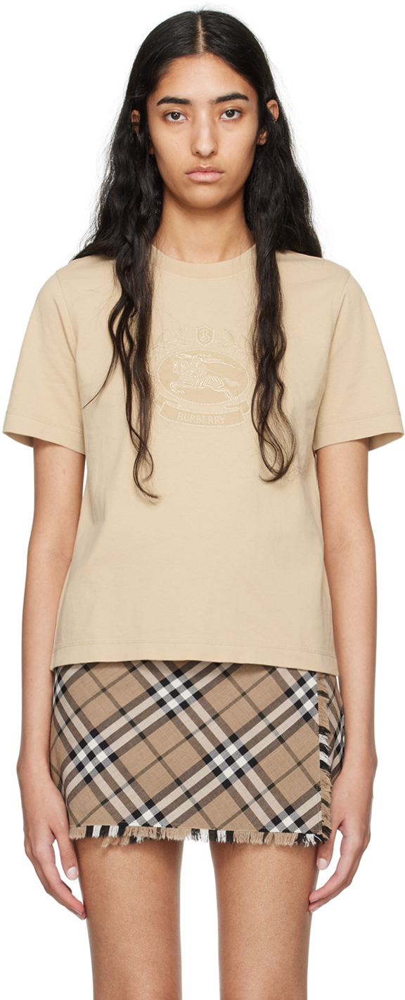 Shop Burberry Beige Ekd T-shirt In B8626 Flax