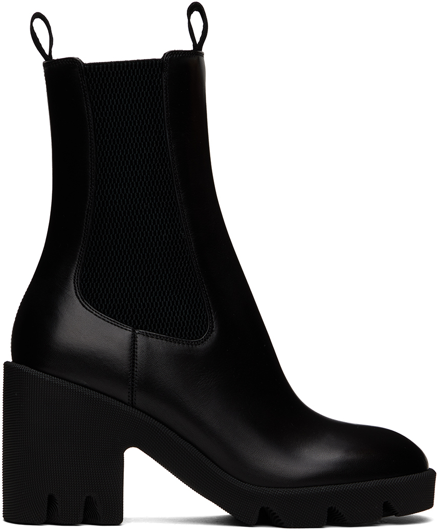 Black Leather Stride Chelsea Boots