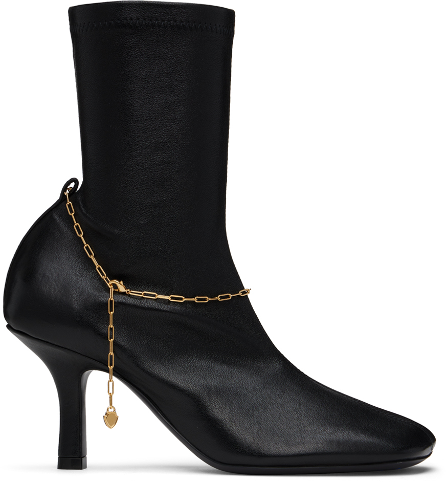 Shop Burberry Black Leather Slinky Legging Low Boots