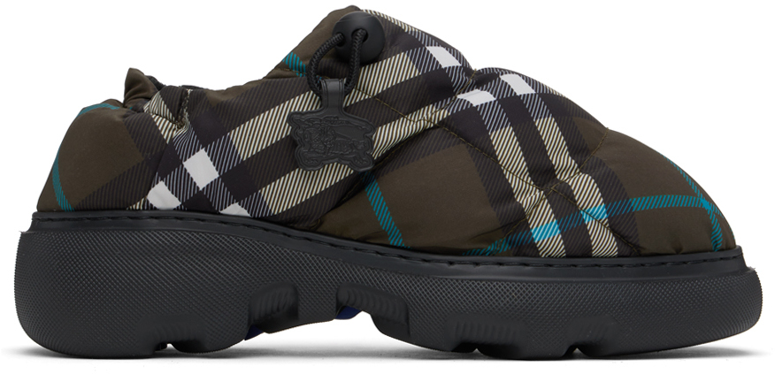 Shop Burberry Brown Check Nylon Pillow Loafers In Snug Ip Check