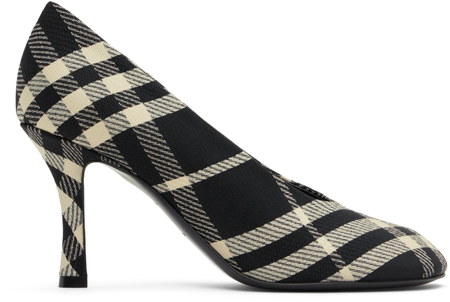Burberry Woman Pumps Black Size 7 Textile Fibers In Black/calico Ip Chk