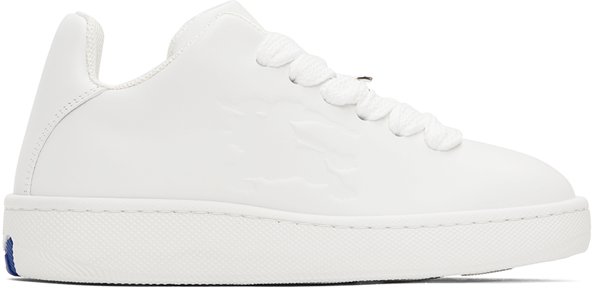 【関税&送料込】Burberry White Leather Stock Sneakers Burberry Stock Leather Sneakers | White | FARFETCH