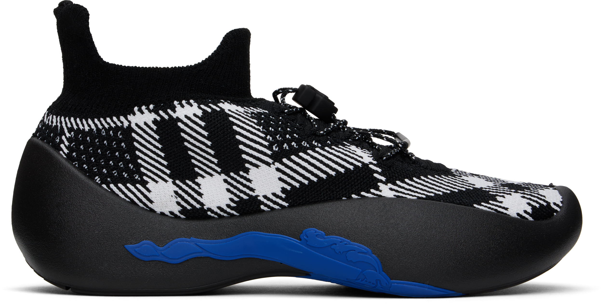 Black & White Check Knit Neptune Sneakers by Burberry on Sale