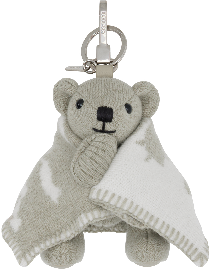 Burberry Gray Thomas Bear Keychain In Hunter