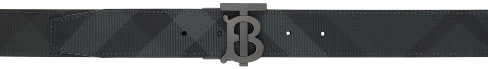 Gray & Black Leather TB Belt