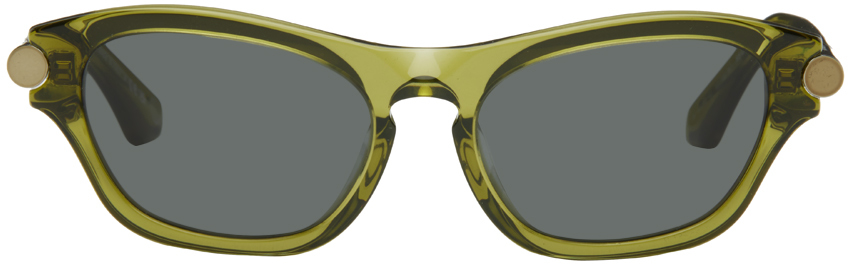 Green Tubular Oval Sunglasses