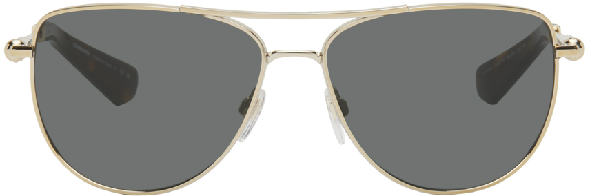 Gold Metal Logo Square Sunglasses