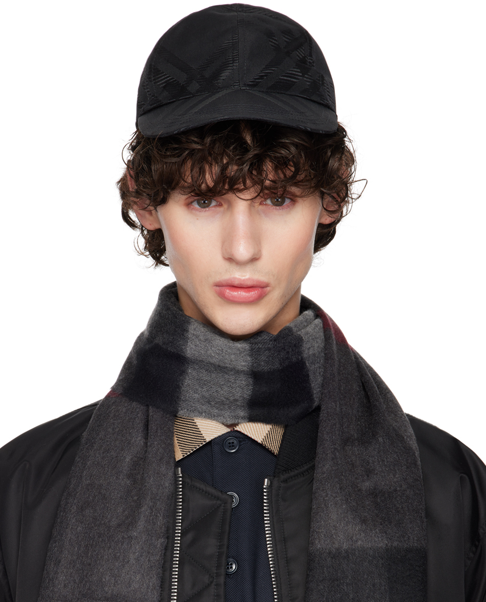 Burberry: Black Check Baseball Cap | SSENSE