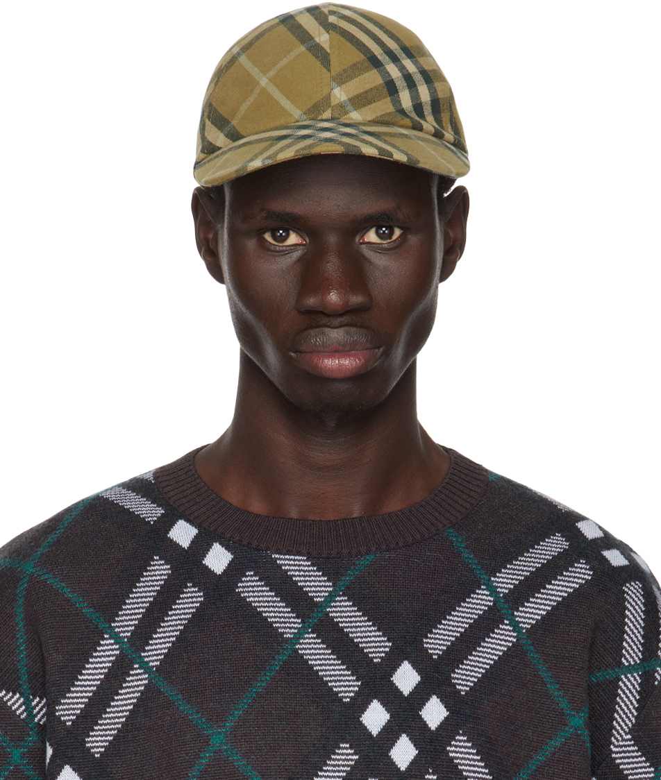 Shop Burberry Khaki Check Cotton Baseball Cap In Camp Ip Check