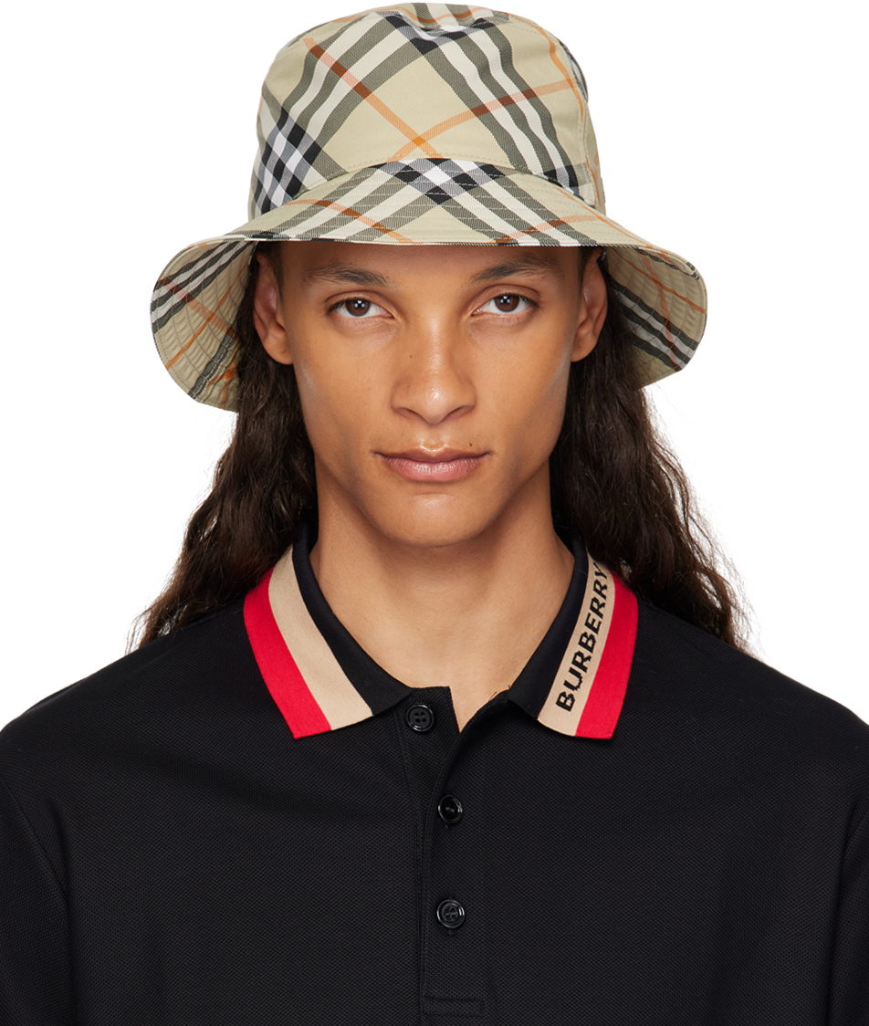 Burberry Green Check Bucket Hat SSENSE