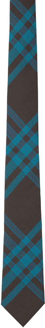 Brown & Blue Check Silk Tie