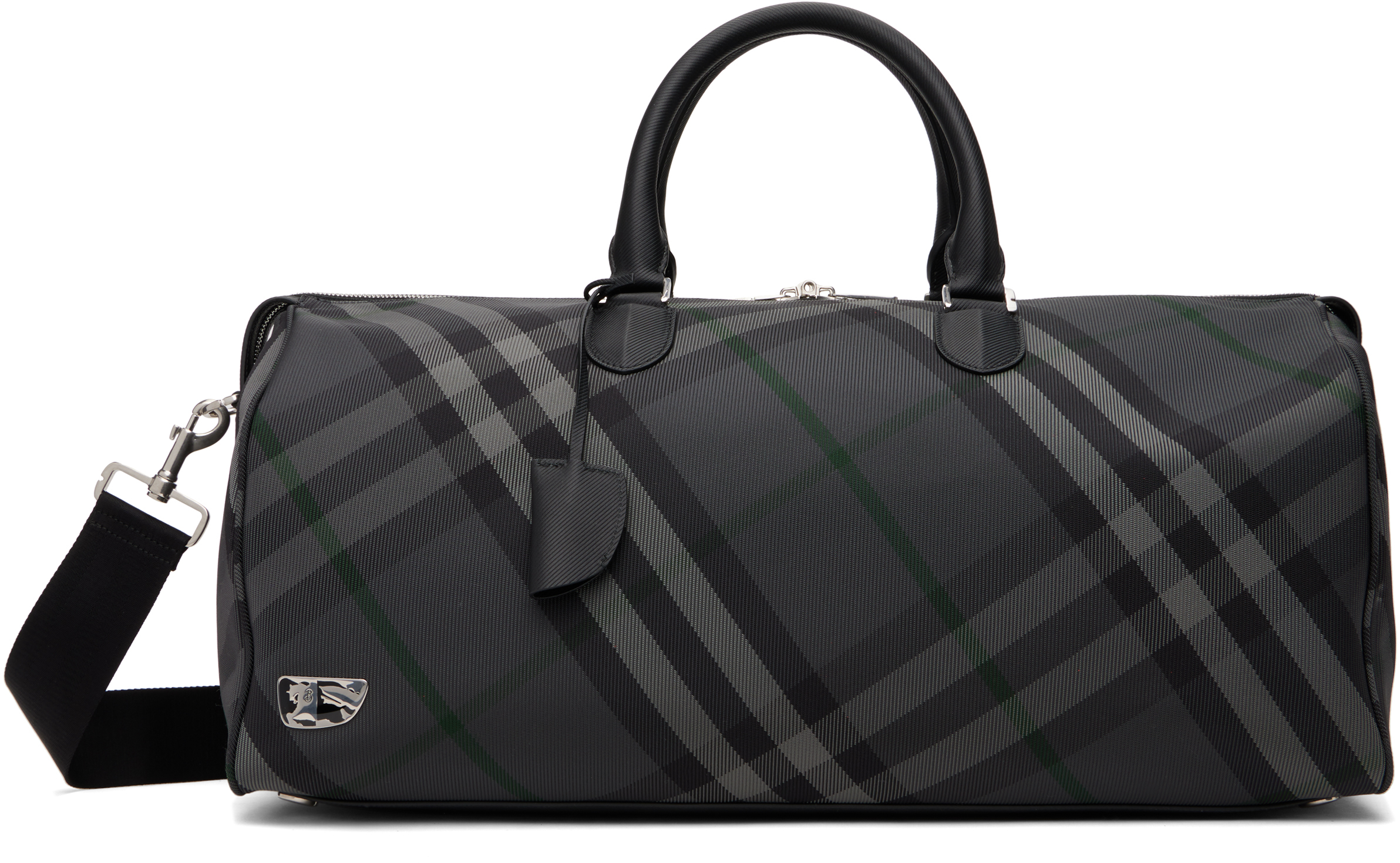 Gray Grid Duffle Bag