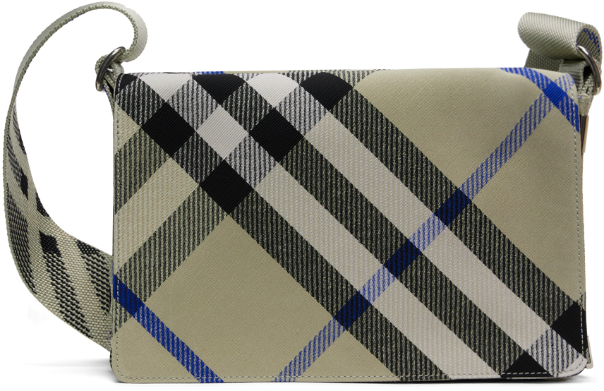 Beige Check Trench Crossbody Bag