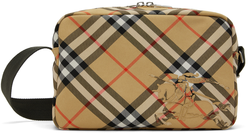 Beige Check Crossbody Bag