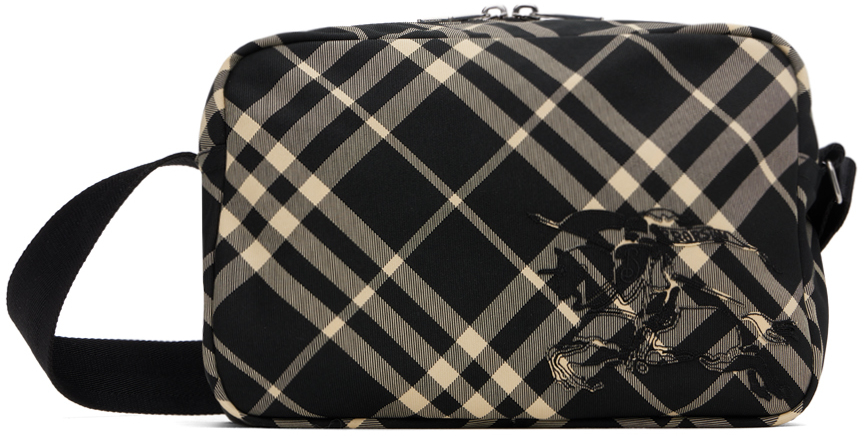 Burberry Black & Off-White Check Crossbody Bag