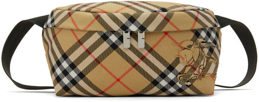 Beige Check Belt Pouch