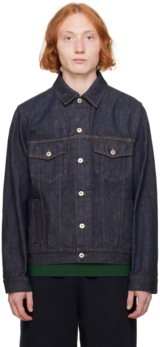 Shop Burberry Indigo Logo Patch Denim Jacket In Denim Blue