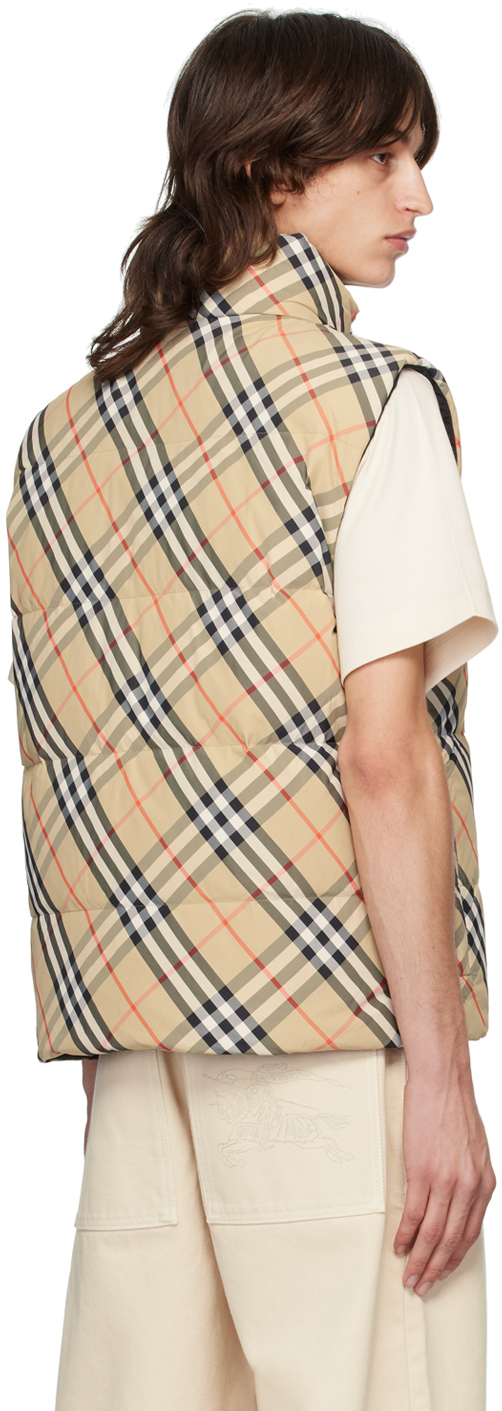 Burberry Reversible Check Nylon Padded Gilet In Sand Ip Check