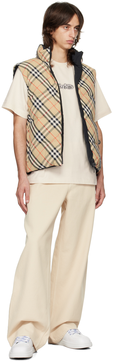 Burberry Reversible Check Nylon Padded Gilet In Sand Ip Check