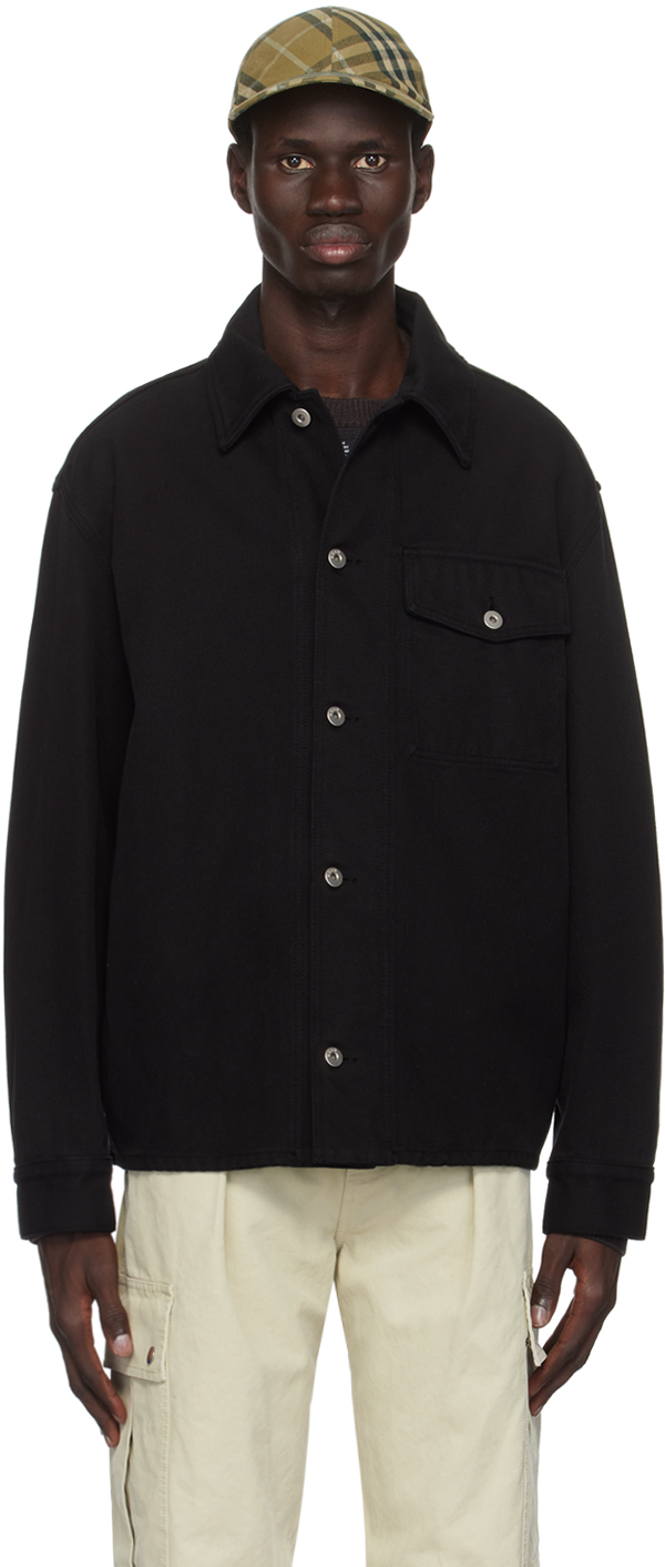 Shop Burberry Black Ekd Cotton Jacket